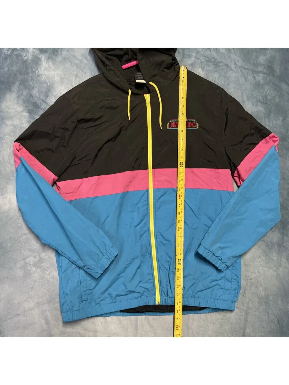 Universal Studios Jacket Adult XL Embroidered Retro Full Zip Hood Colorblock VTG